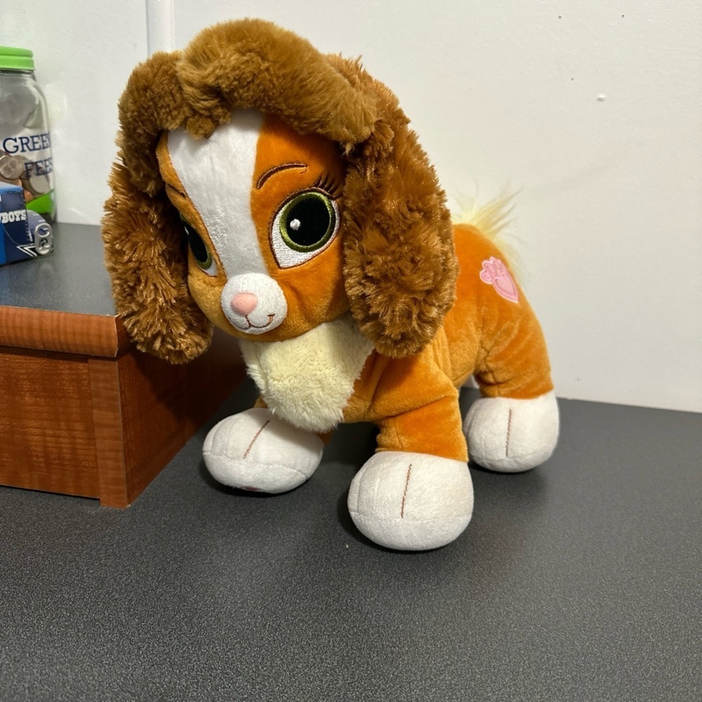 Adorable Brown and White Plush Dog